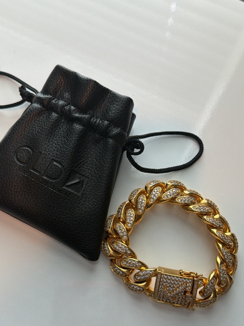 GLD Men's Gold Pavé Cuban Link Bracelet